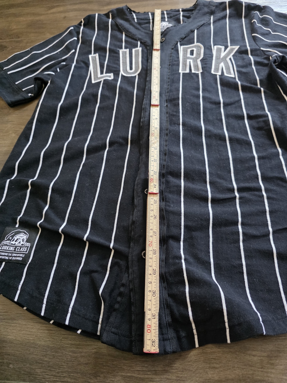 Lurking Class Sketchy Tank LURK Pinstripe Baseball Jersey Skull Black XL - Picture 6 of 15